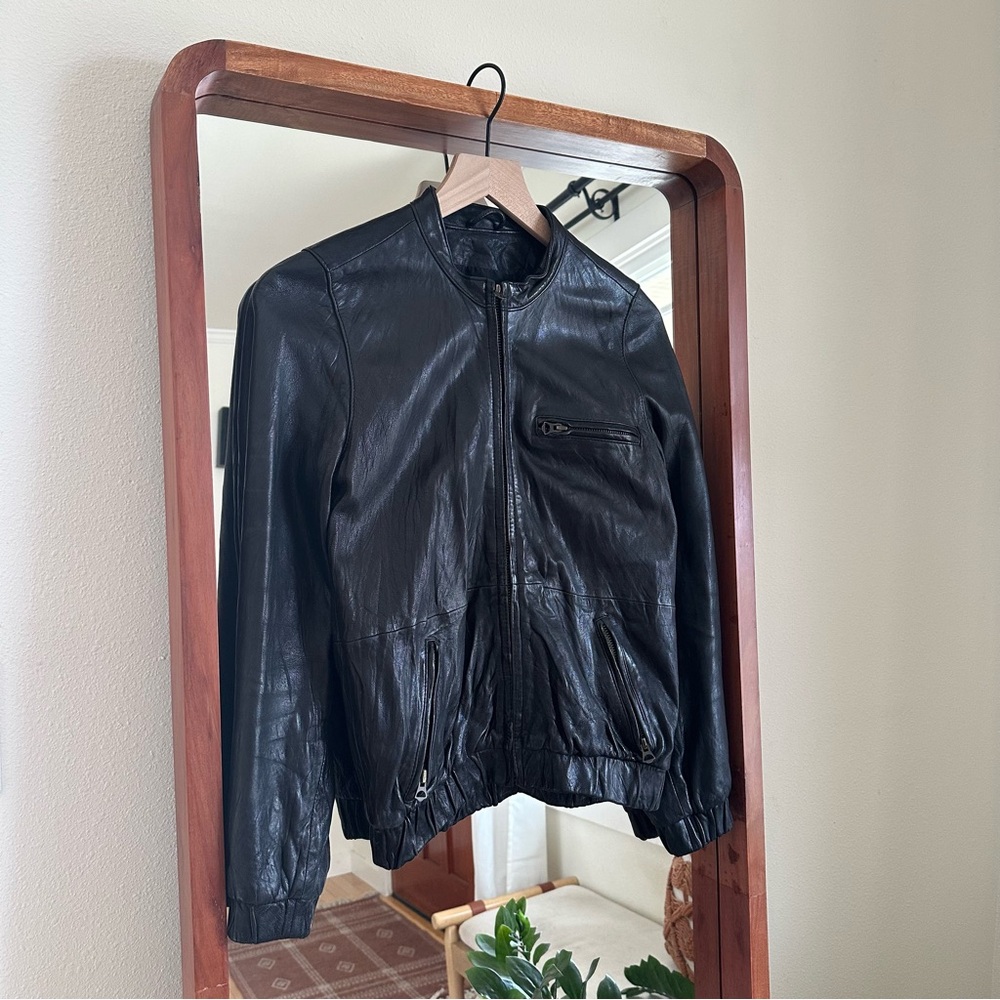 Joie Leather Bomber Jacket Black Women S Silk Lining Buttery Soft Full Zip Biker
